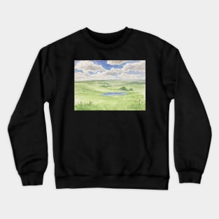 Watercolor Field Landscape Crewneck Sweatshirt